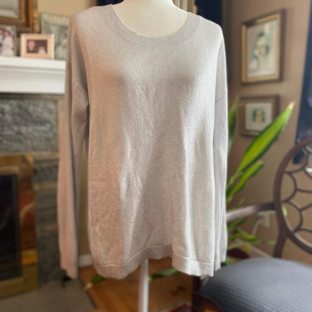 Silver sweater.  Banana Republic Size Large